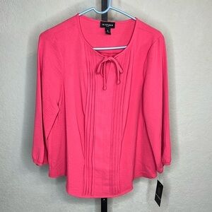 221 - I.N. Studio NWT Pink Boho Mid-Sleeve Top, Size Petite Large